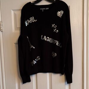 Karl Lagerfeld Black Sweater with Silver Accents